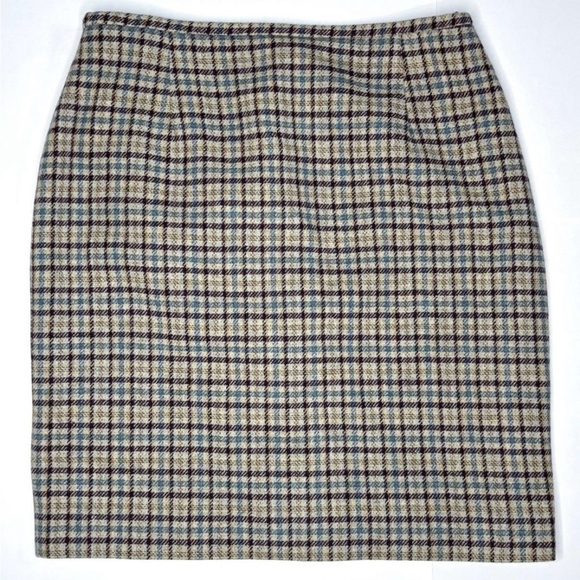 Evan Picone Dresses & Skirts - NEW Evan-Picone Wool Plaid Plum & Tan Pencil Skirt- 10